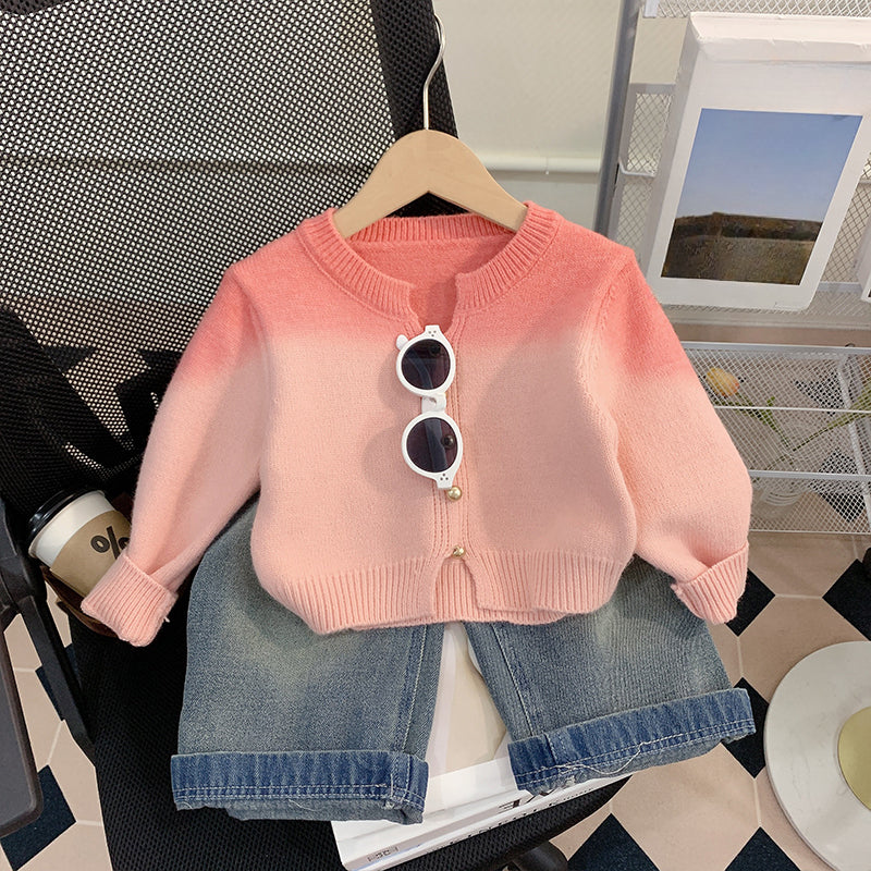 Girls Spring Suit Baby Sweater Jeans Two Piece Suit