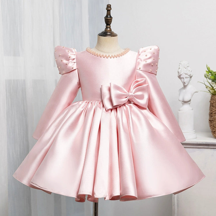 Pink Bow Princess Dress Wedding Flower Girl Dress Birthday Dress