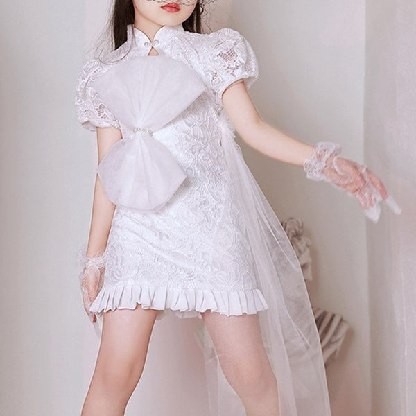 Elegant Baby Bow Flower Girl Dress Toddler First Communion Dress