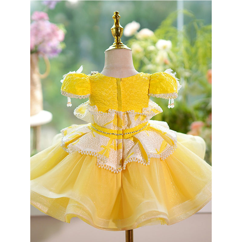 Yellow Pearl Princess Dress Birthday Dress