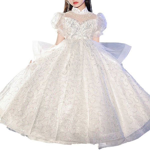 Elegant Baby Sequined Mesh Puff Princess Dress Toddler Baptism Dresses