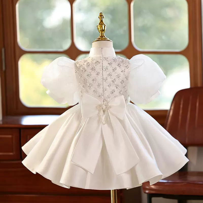 Girls White Birthday Princess Dress Flower Girl Wedding Dress