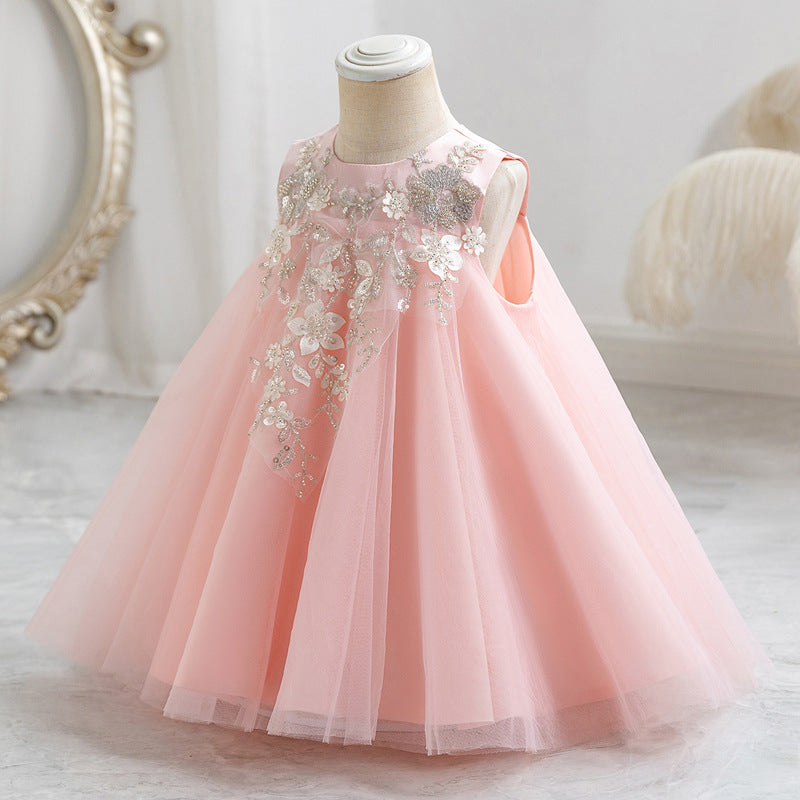 Girls Birthday Elegant Dress Girls Sleeveless Fluffy Dress