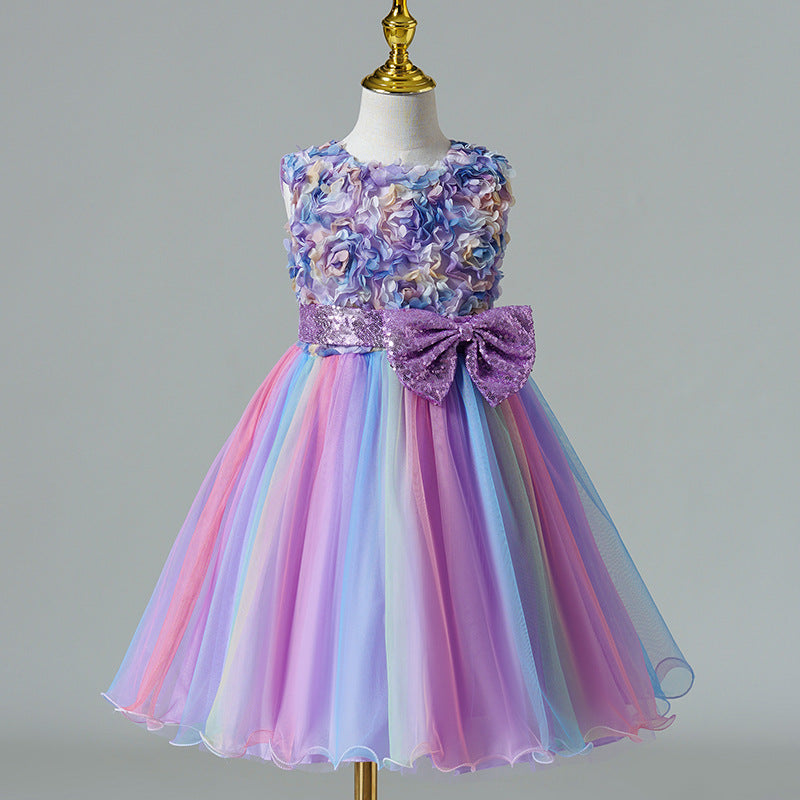 Elegant Baby Girls Floral Tulle Puffy Dress Toddler Little Girl Dresses