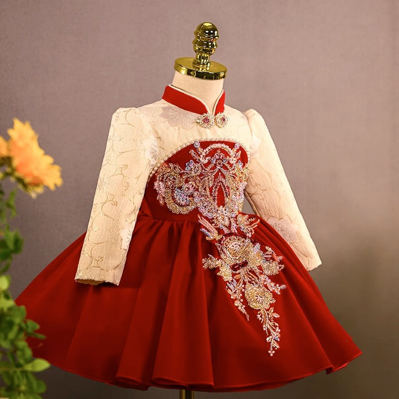 Christmas Dress  Girls Embroidered Princess Dress Girls Christening Dress