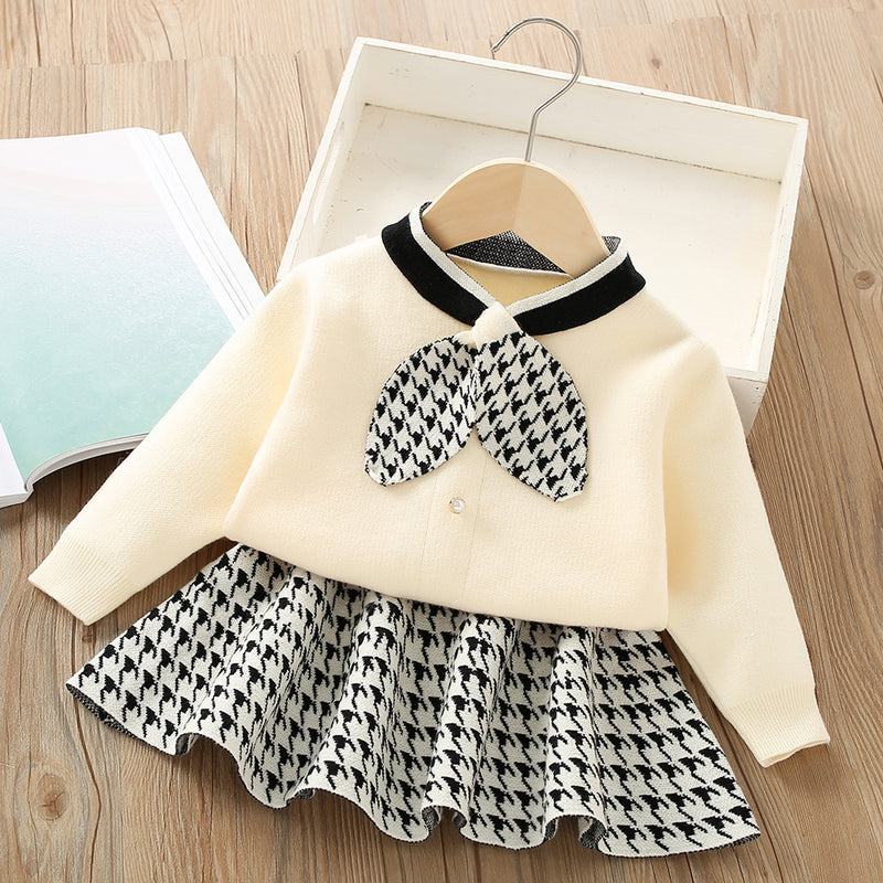 Baby Girl Long Sleeve Pullover Knitted Wool Two Piece Suit