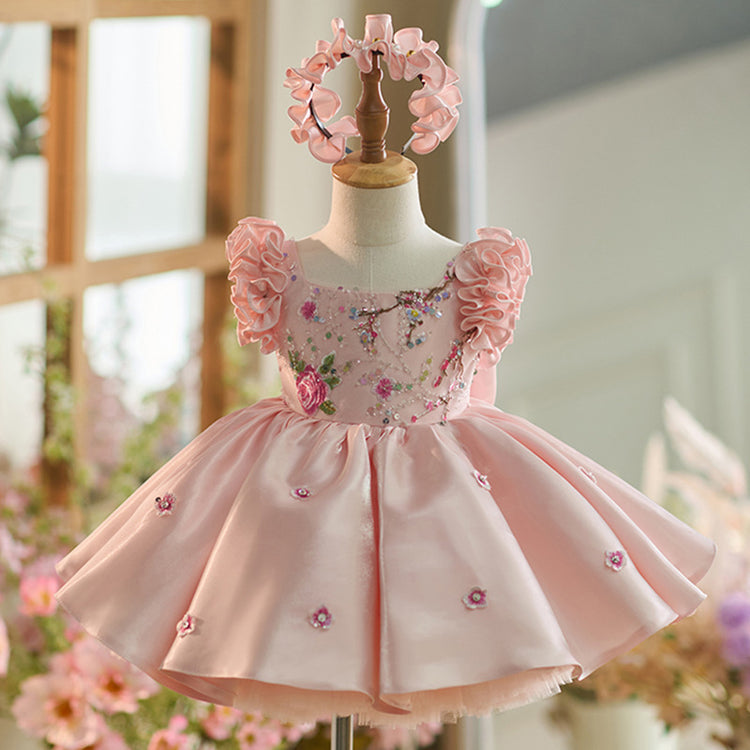 Elegant Baby Girl Sequin Embroidery Dress Toddler Birthday Pageant Princess Dress