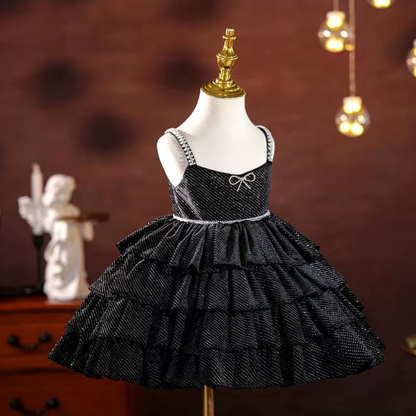 Girls Christmas Dress Girls Black Pageant Princess Dress