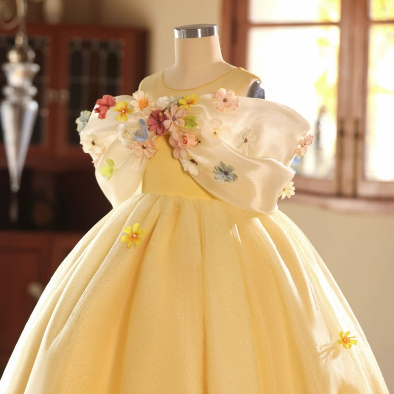 Children's Yellow Ball Princess Dress Flower Girl Wedding Dress