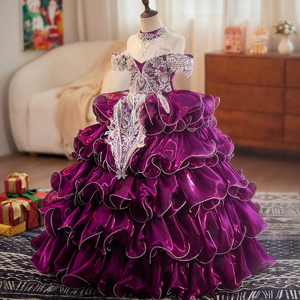 Purple Girls Dress Performance Costume Christmas Dress