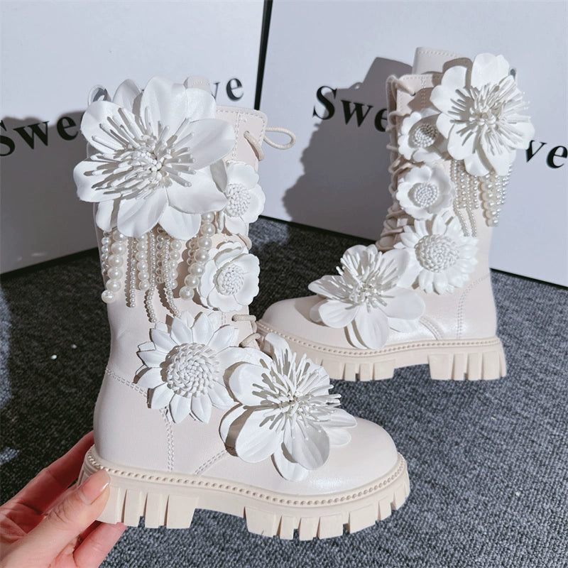 Luxurious Girls Boots Roman Shoes  Girls Flower Shoes