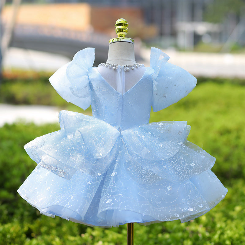 Children's Birthday Blue Dress Girls Prom Princess Dress