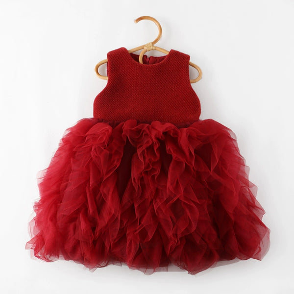 Girls Birthday Dress Children's Woolen Vest Princess Dress