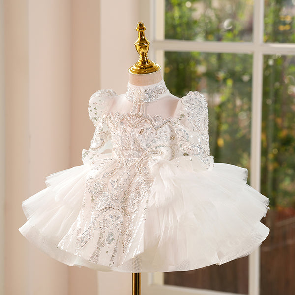 White Flower Girl Wedding Dress Girl Birthday Princess Dress