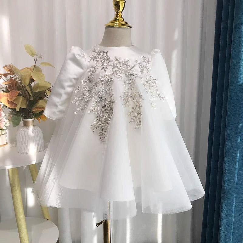 Elegant Baby White Sequin Princess Dress Toddler Pageant Dresses