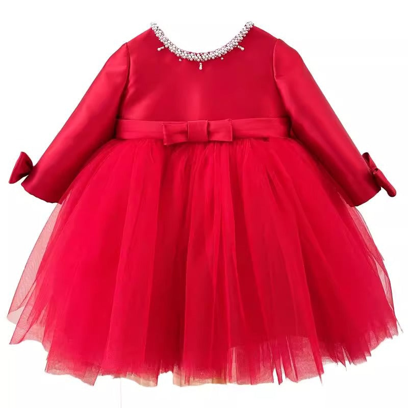 Christmas Dress Holiday Red Princess Dress Girl Birthday Dress