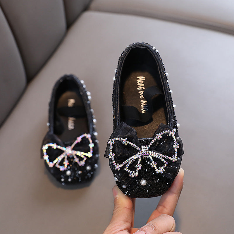 Cute Girls bow-knot Beauty Pageant Sequins Princess Shoes