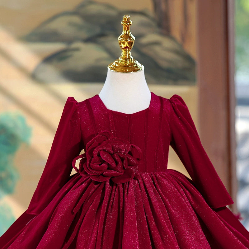 Elegant Baby Girl  Dress Flower Girl Dress Red Christmas dress