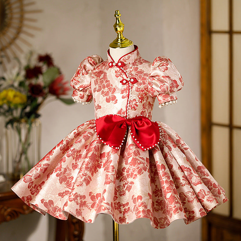 Girls Elegant Birthday Dress Puff Princess Dress