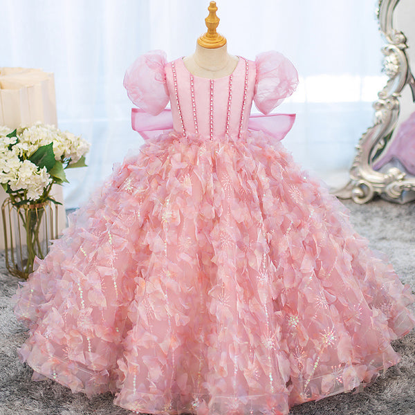 Flower Girl Little Girl Birthday Dress Pink Princess Dress