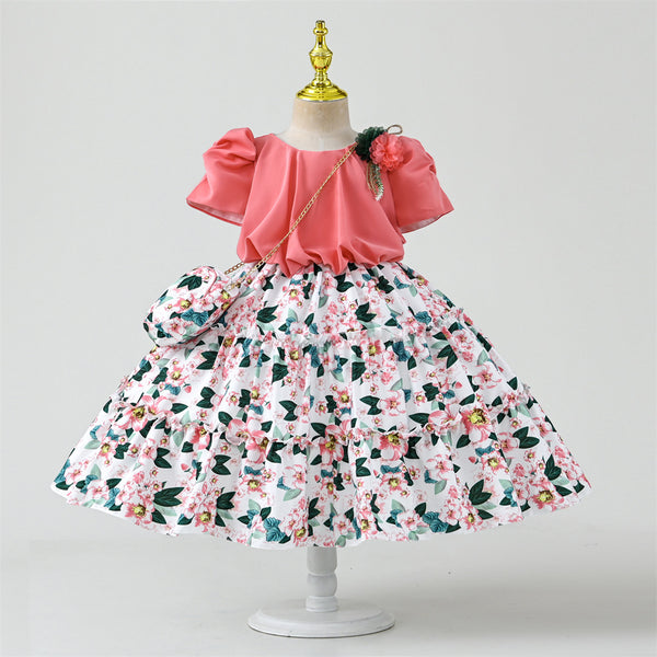 Christmas Dress Tutu Print Princess Dress Flower Girl Dress