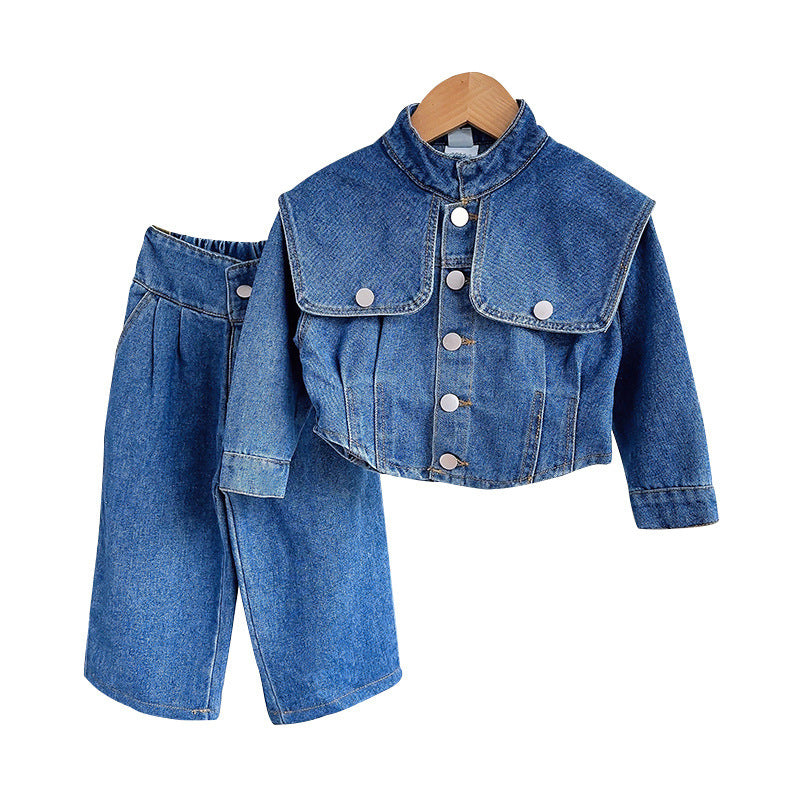 Girls Denim Suit children's Denim Two Piece Suit