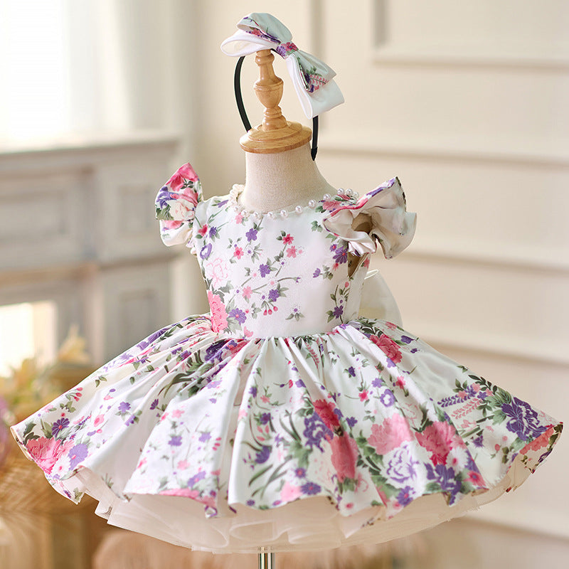 Elegant Girls Printed Dress Girl Formal Dresses Flower Girl Dresses