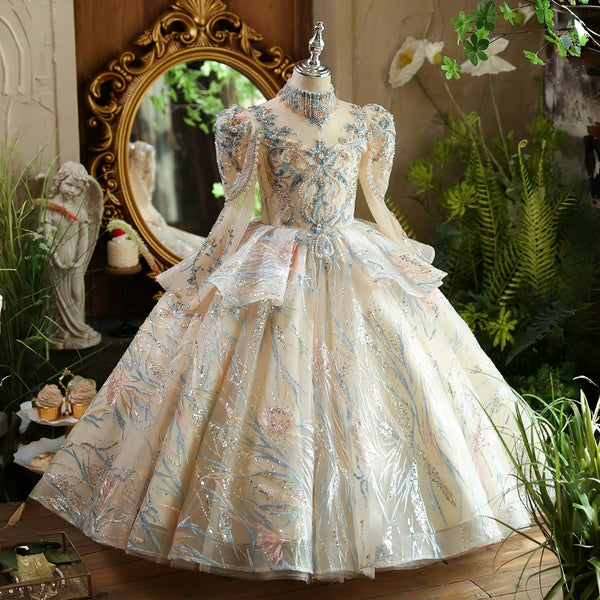 Luxurious Baby Girl Princess Dress Toddler Party Dress Girls Puffy Birthday Princess Dress