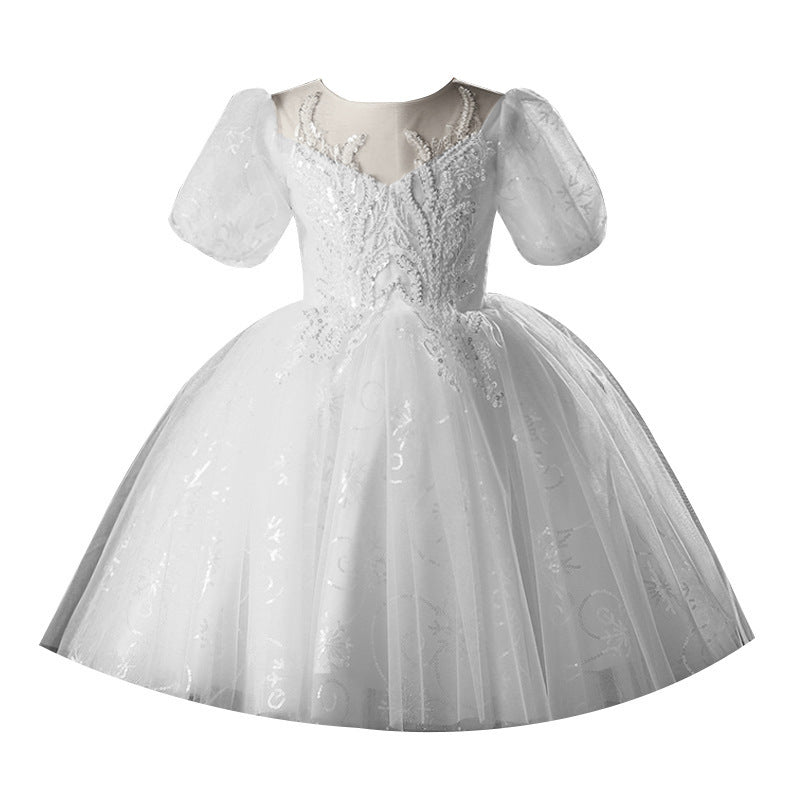 Cute Baby Girl Flower Girl Dress Sequins Pageant Dress Toddler Birthday Party Ball Gown