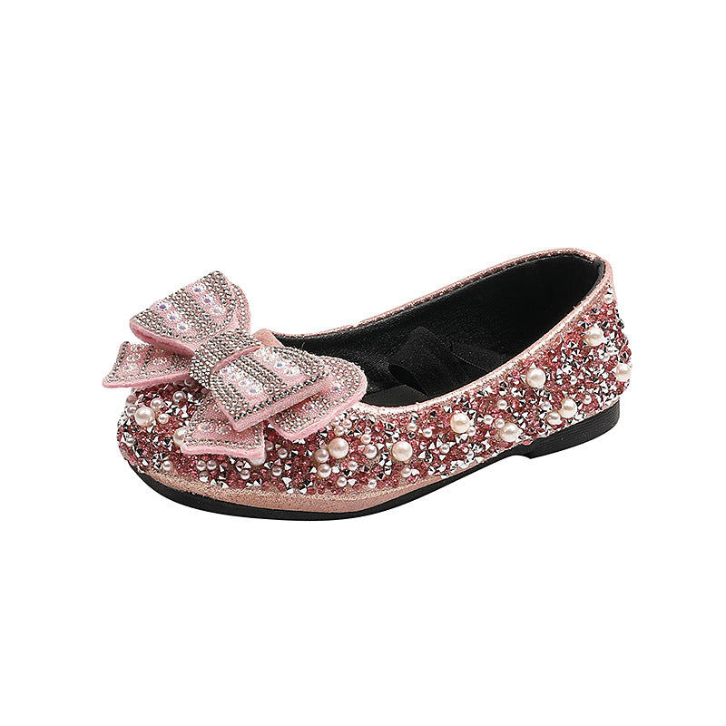 Girls Princess Diamond Leather Shoes Dance Performance Shoes