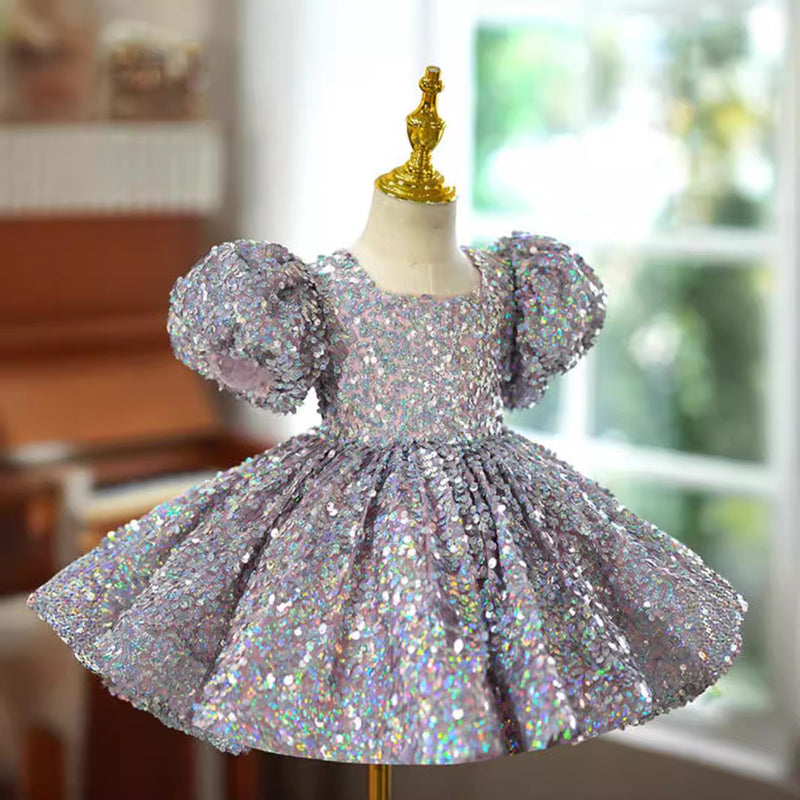 Luxurious  Baby Girl Puffy Sequined Dress Toddler Birthday Princess Dress