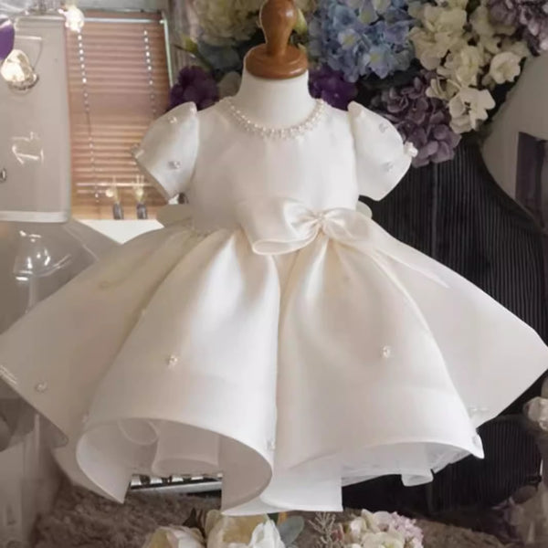 Cute Baby Girl White Pageant Dress Toddler Girls Christening Dresses