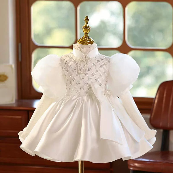 Girls White Birthday Princess Dress Flower Girl Wedding Dress