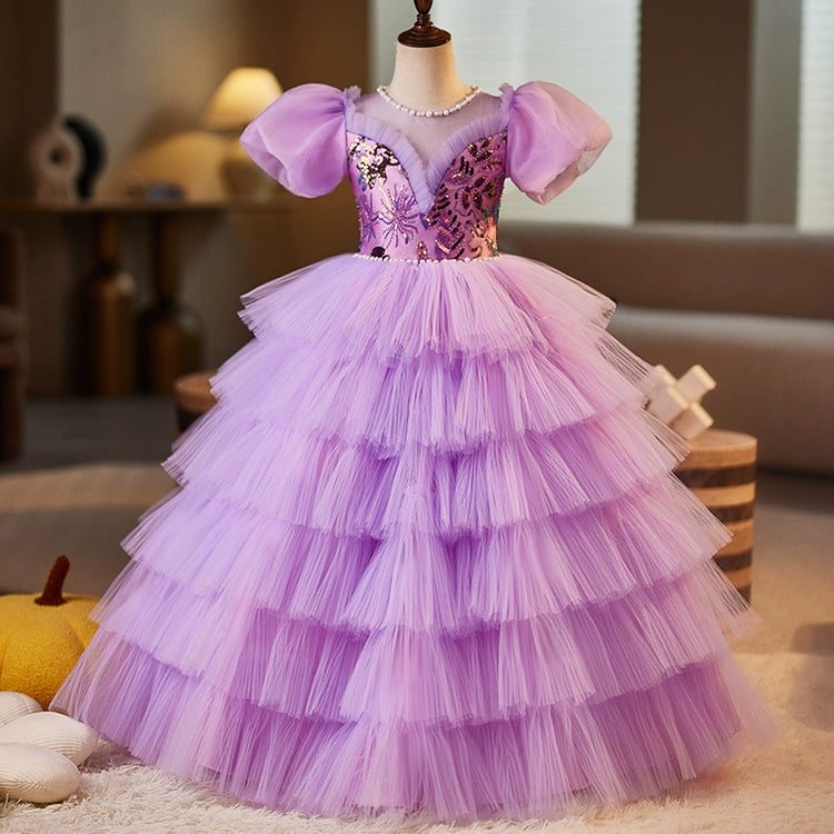 Girls Purple Sequin Dress Girl Birthday Party Princess Dress