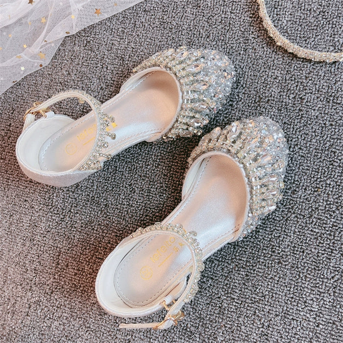 Girls Summer Shiny Sandals Rhinestone Princess Shoes