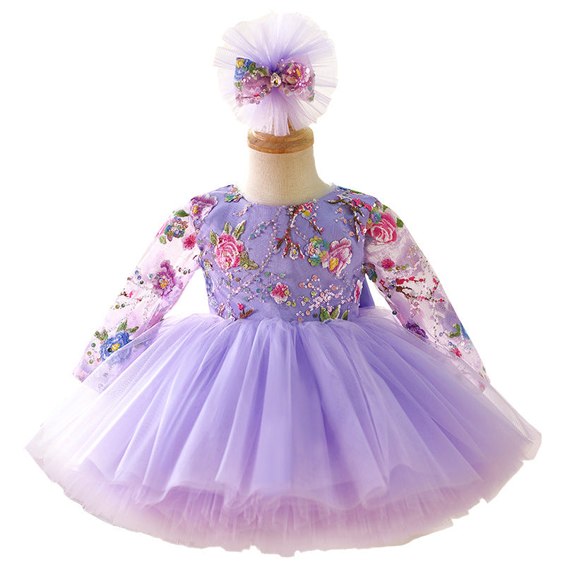 Flower Girl Dress Sequined Embroidered Christmas Dress Girls Birthday Pageant Dresses