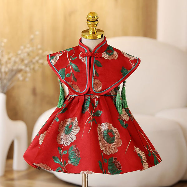 Baby Girl Wine Red Dress Birthday Party Dress Elegant Christmas Dress