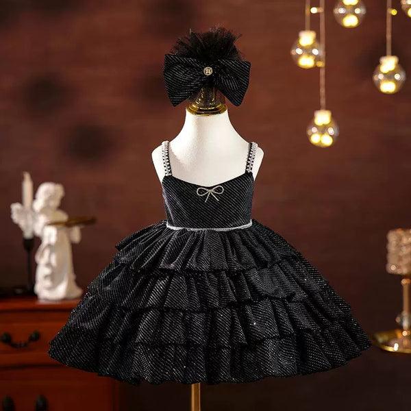 Girls Christmas Dress Girls Black Pageant Princess Dress