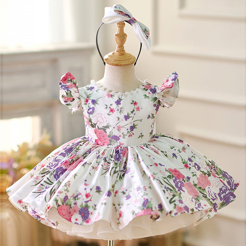 Elegant Girls Printed Dress Girl Formal Dresses Flower Girl Dresses