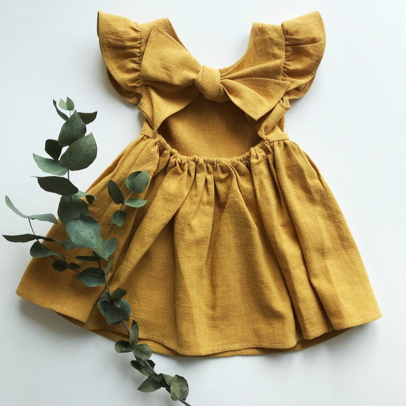 Cozy Flower Girls Dress Summer Bow Dress