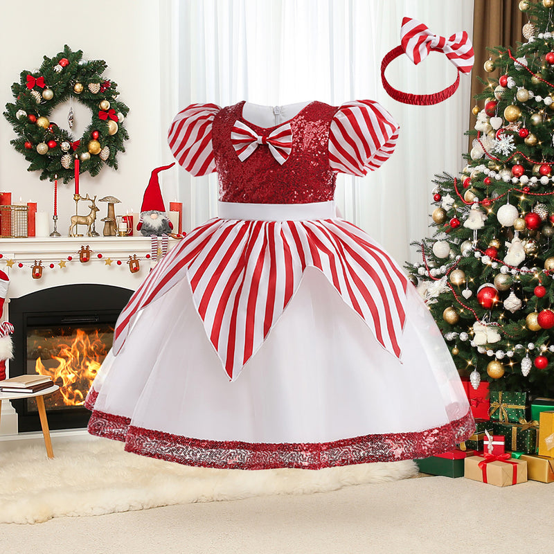 Cute Striped  Christmas Dress Baby Girl Christmas Dress