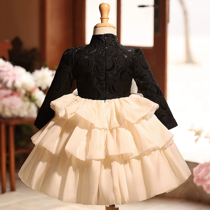 Flower Girl  Christmas Dress Black Puffy  Dress Toddler Birthday Pageant Princess Dress