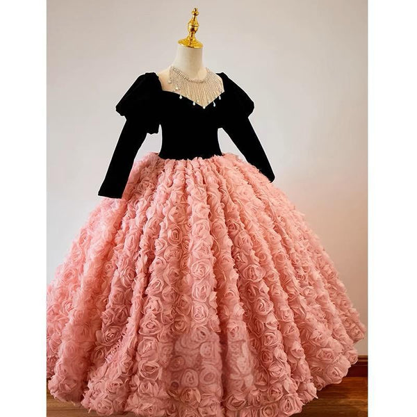 Children's Pink Princess Dress Girls Birthday Party Dress