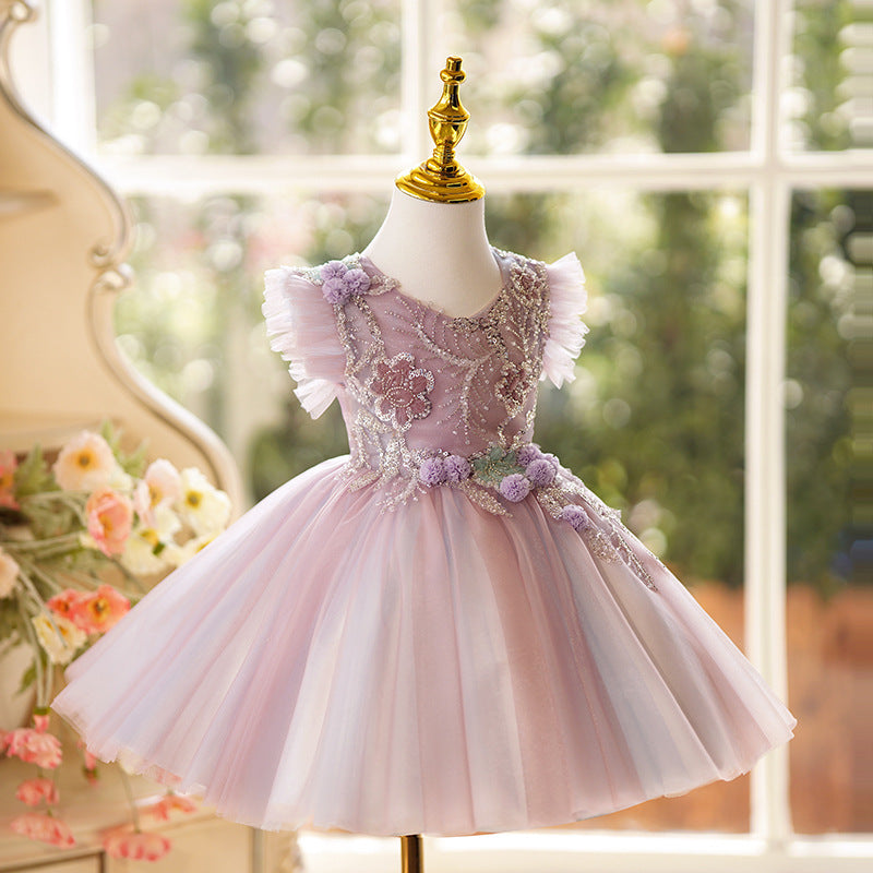 Elegant Little Girl Sequin Dresses Toddler Birthday Costume Princess Dress