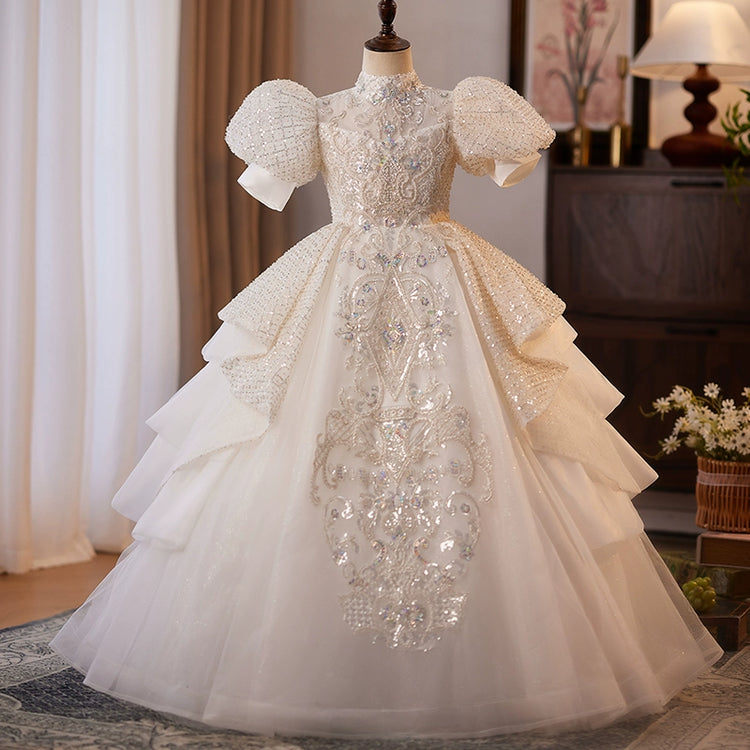 Girls Elegant White Princess Dress Girl Birthday Dresses