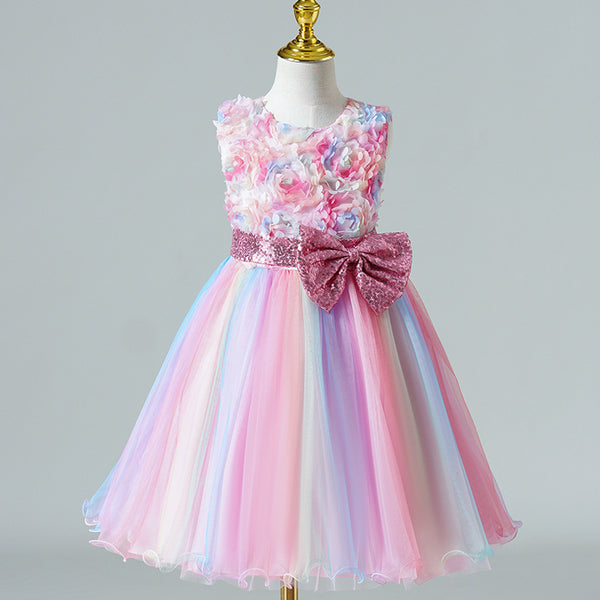 Elegant Baby Girls Floral Tulle Puffy Dress Toddler Little Girl Dresses