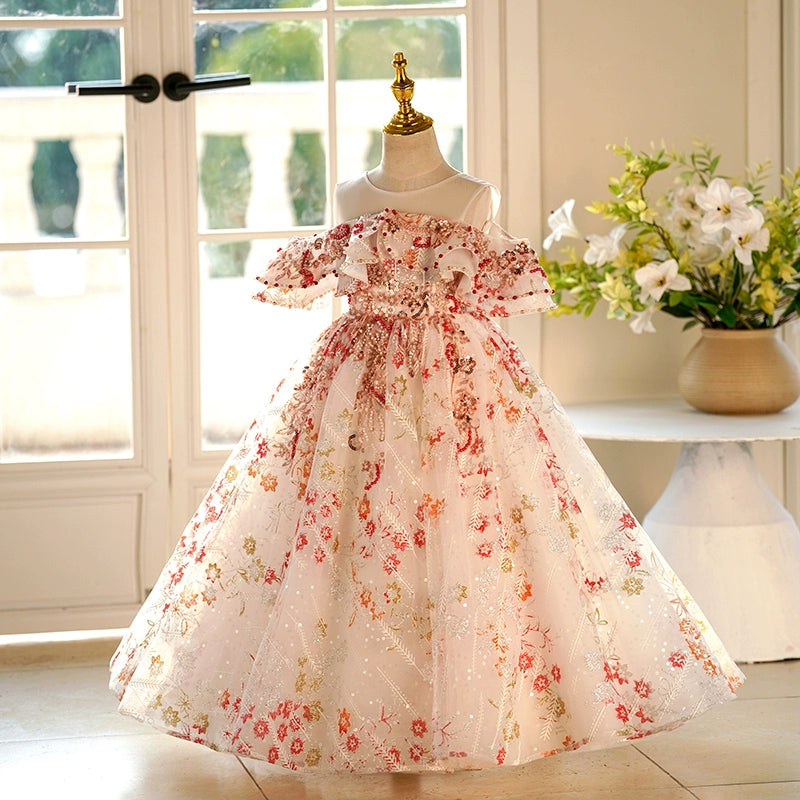 Girls Birthday Elegant Dress Flower Girl Wedding Princess Dress