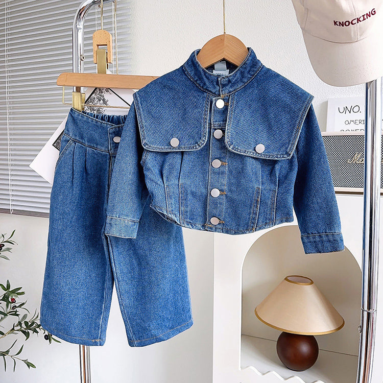 Girls Denim Suit children's Denim Two Piece Suit