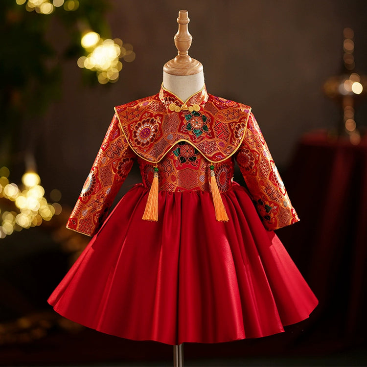 Red Girls Birthday Dress Baby Girl New Year Princess Dress