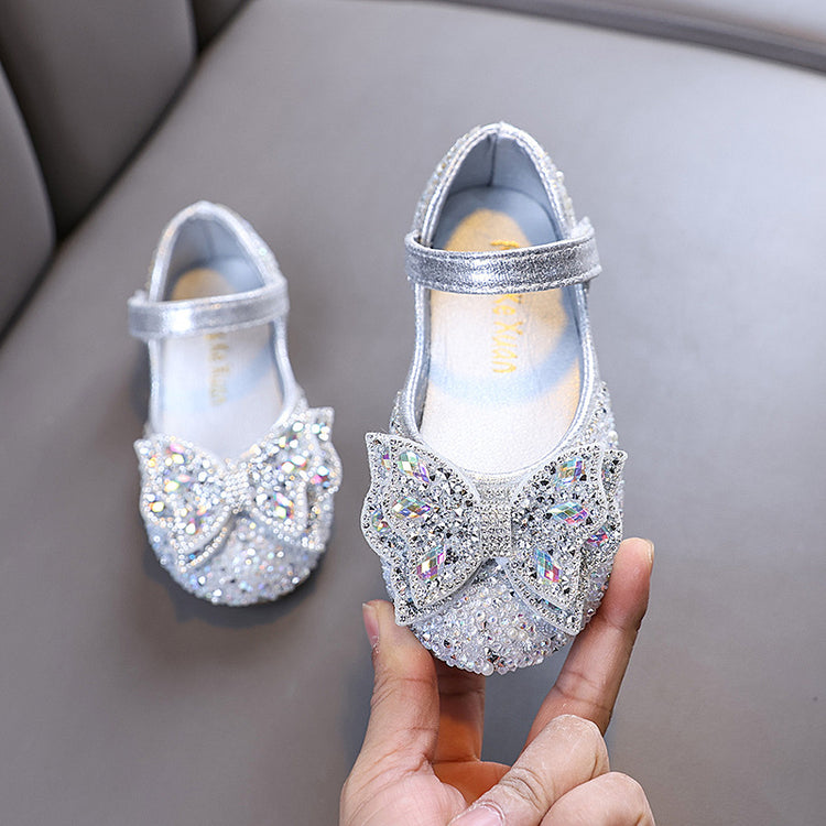 Cute Girls Princess Diamond Leather Shoes Dance Shoes